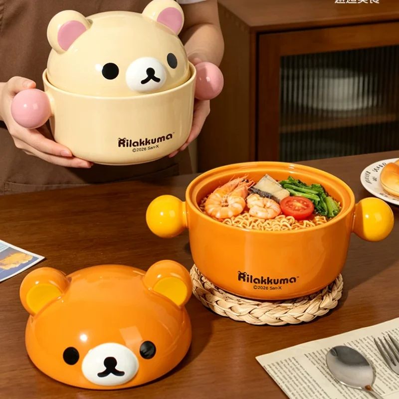 rilakkuma-korilakkuma-ceramic-ramen-bowl-with-lid-large-capacity-cute-ear-handle-food-bowl-for-home-kitchen-dorm-daily-use-gift