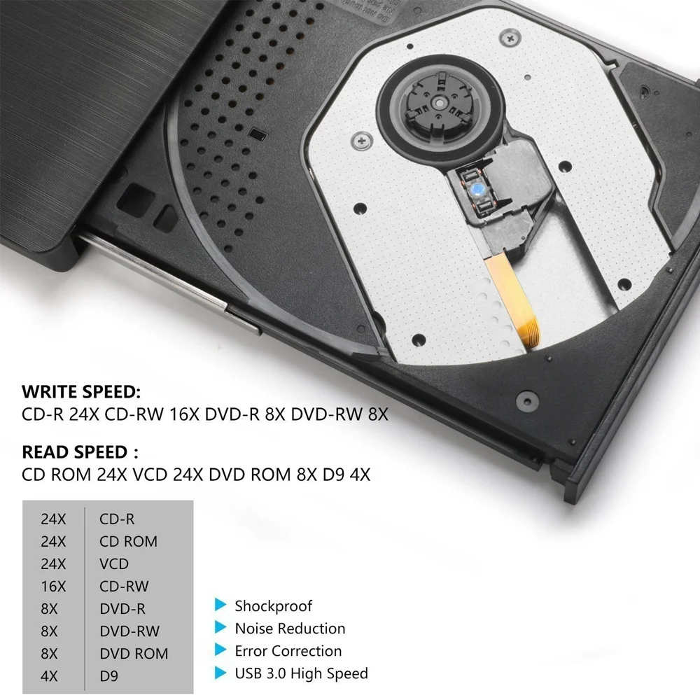 Graffratore masterizzatore per unità CD DVD USB 3.0 esterno per laptop desktop Mac Windows Linux portatile ad alta velocità