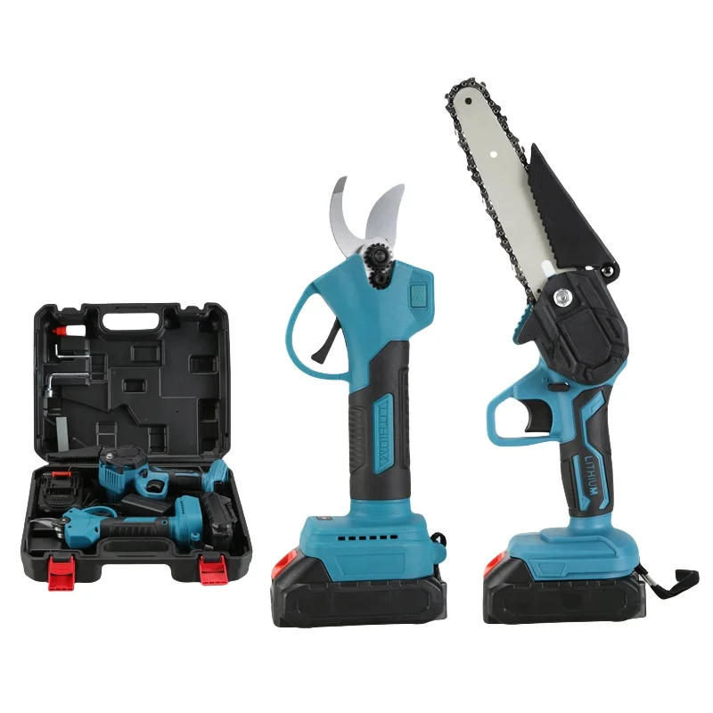 

2pcs Garden Tool Set Rechargeable Cordless Tree Pruner Battery Power Pruning Shear Portable Electric Chain Saw Combination Kits