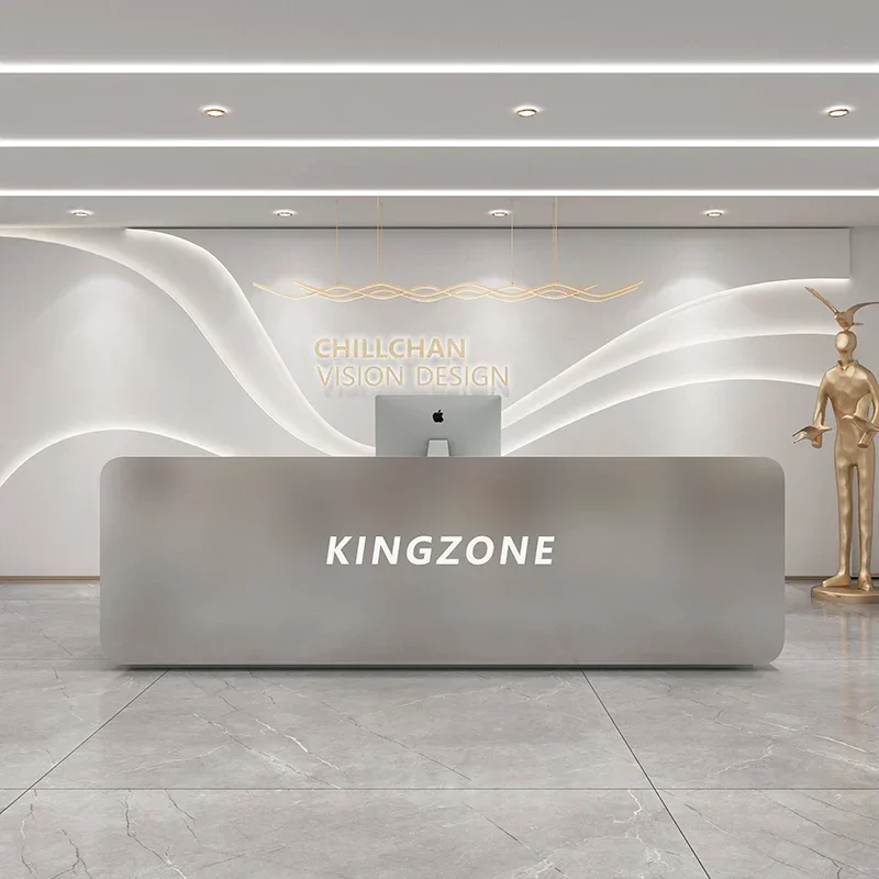 

Стол-ресепшн из нержавеющей стали класса люкс для салонов красоты, магазинов эстетики, торговых точек, баров, кассовых зон, мебель для магазинов одежды