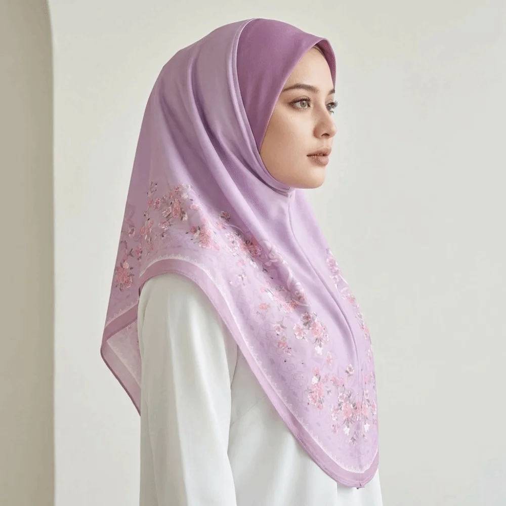 

Breathable Eid Al-Fitr Long Floral Turban Adjustable Ethnic Style Printed Arab Lady Headscarf Multiple Colors Versatile