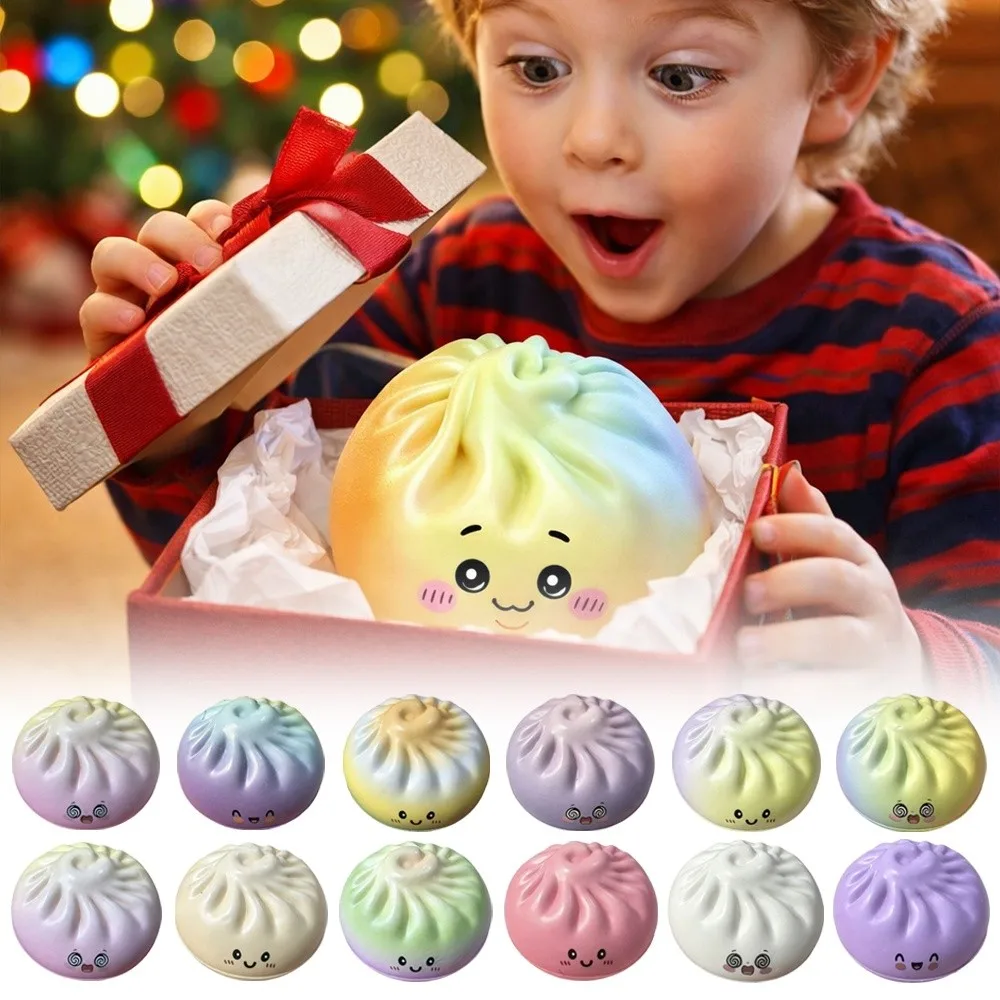 Glitter Dumplings Squeeze Toy Soft with Steamer Steamed Stuffed Bun Squeeze Pinch Le Slow Resilience Fidget
