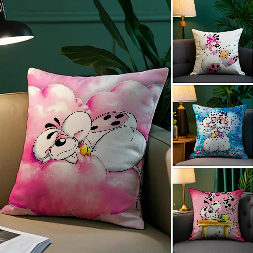 Cartoon D-Diddl rat Pillow Case Plush Fabric Soft Pillowcase Double Sided Print Sofa Cushion Cover Throw
