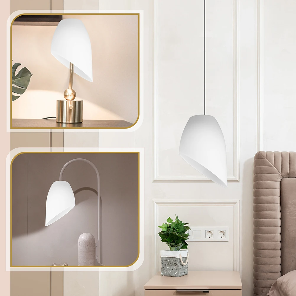 

4pcs Horseshoe Lampshade Plastic White Desk Bedside Shades for Table Floor Hanging Wall Lamps Durable Decorative Practical