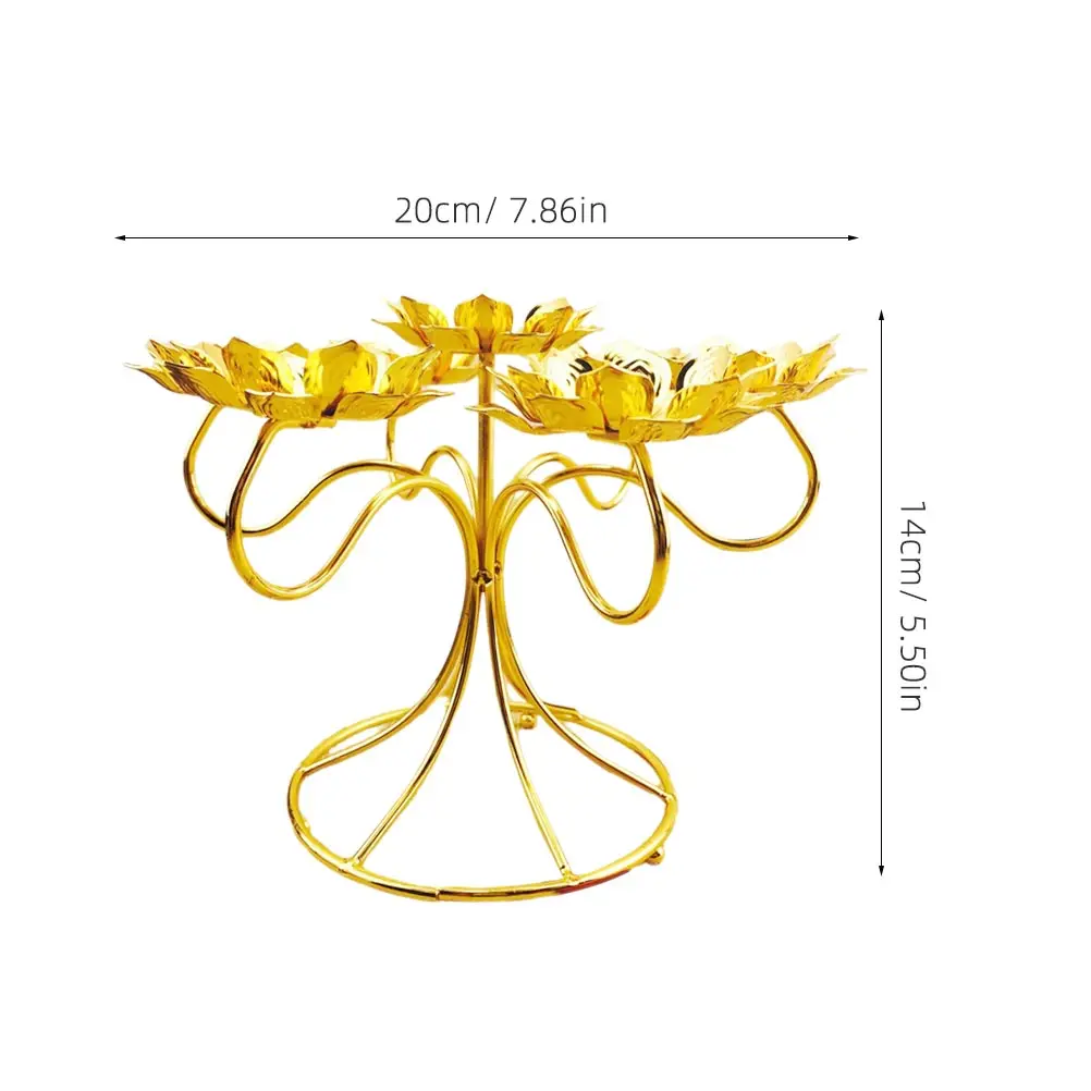 

Colorful Lotus Lantern Stand Holder Metal Tealight Candles Wedding Party Anniversary Rose Double Layer Home Decor