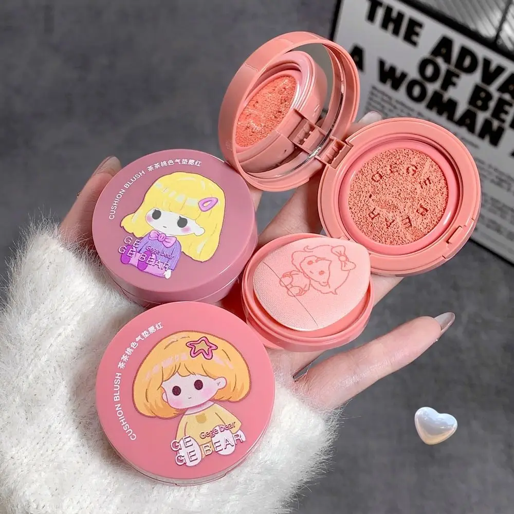 Sweet Natural Peach Air Cushion Blush Radiant Matte Facial Blusher Long-lasting Brighten Cheek Tint Rouge Cosmetics