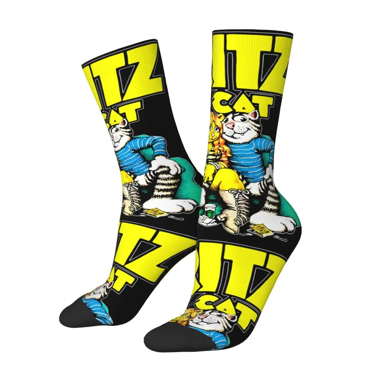 Fan Men's Socks Retro Harajuku T-The Nine Lives of Fritz the Cat Street Style Novelty Casual Crew Sock