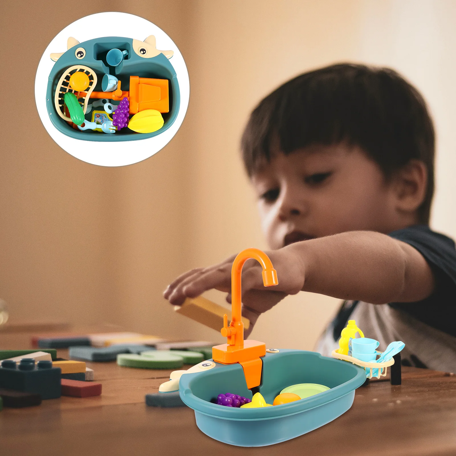 1 set 1 Set Plastic Gesimuleerde Spoelbak Kids Pretend Keuken Spelen Educatief Elektrische Vaatwasser Kinderen Speelhuis Water wastafel