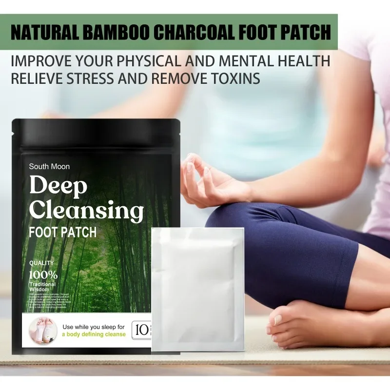 Natural Bamboo Charcoal Foot Patch relieve fatigue stress Anxiety Feet Massage Improve Sleep Quality  Health Care sticker