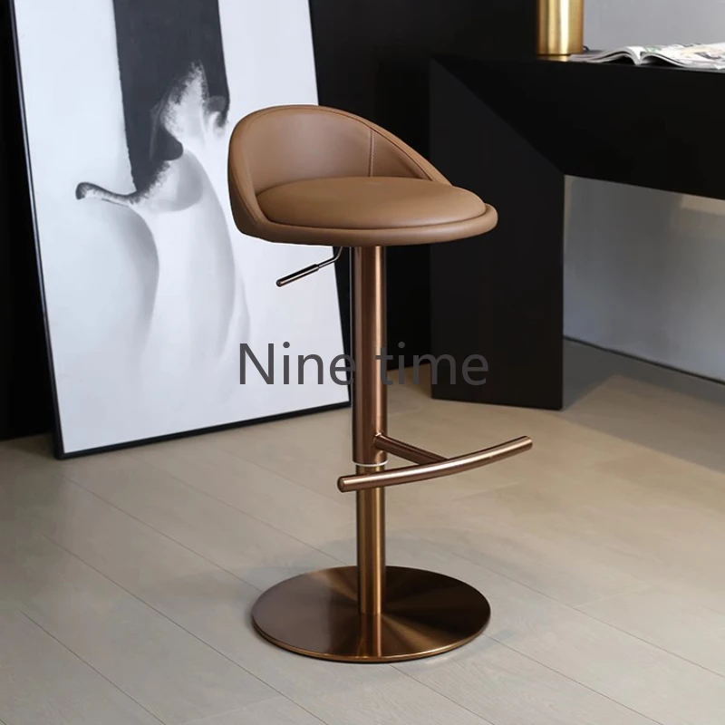 

Modern Bar Stool Floor Chair Counter Metal Chairs Breakfast High Kitchen Stools Luxury Nordic Leather Banks Home Cafe Furniture