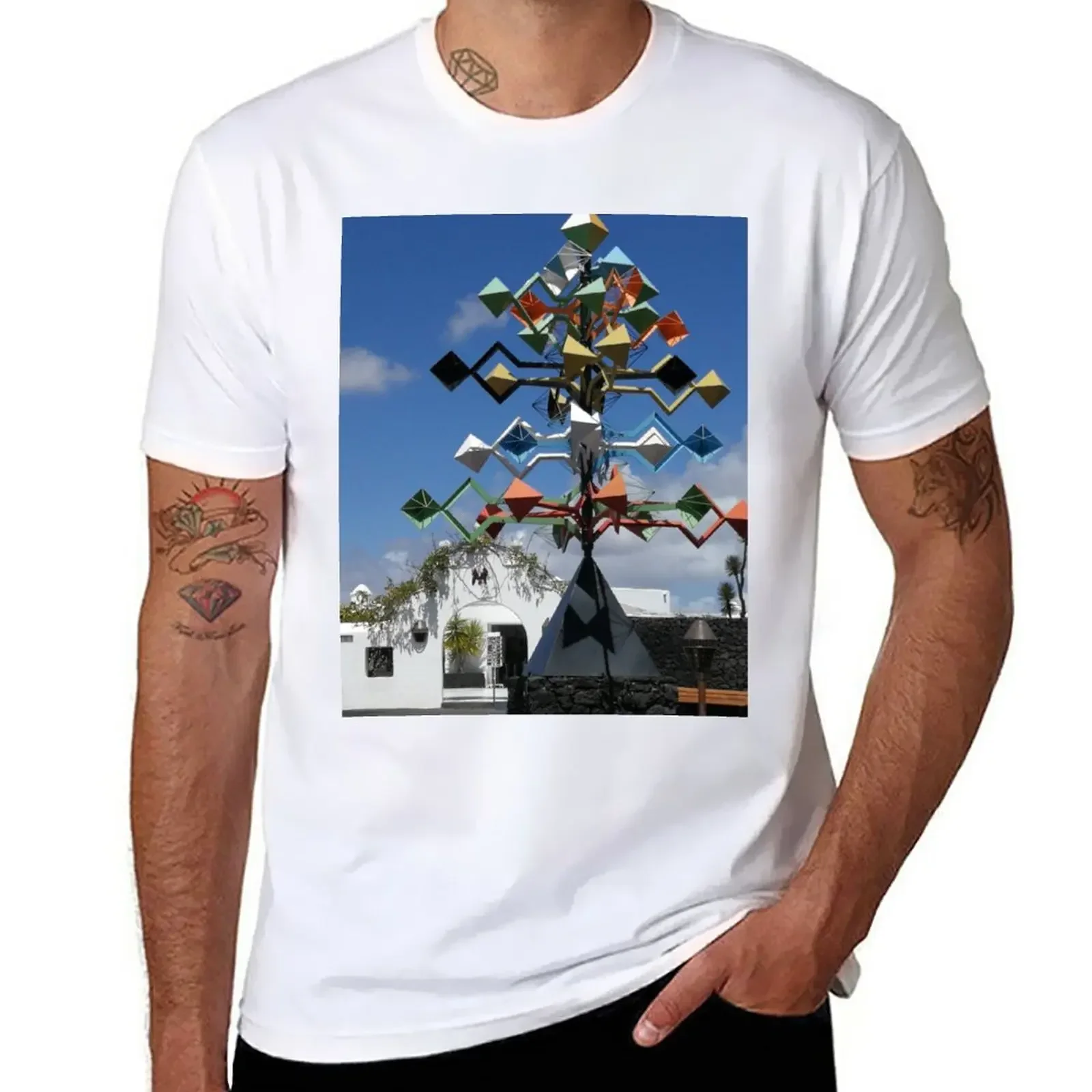 graphics for a boy plain mens workout shirts  Cesar Manrique Foundation Wind Sculpture and entrance T-Shirt