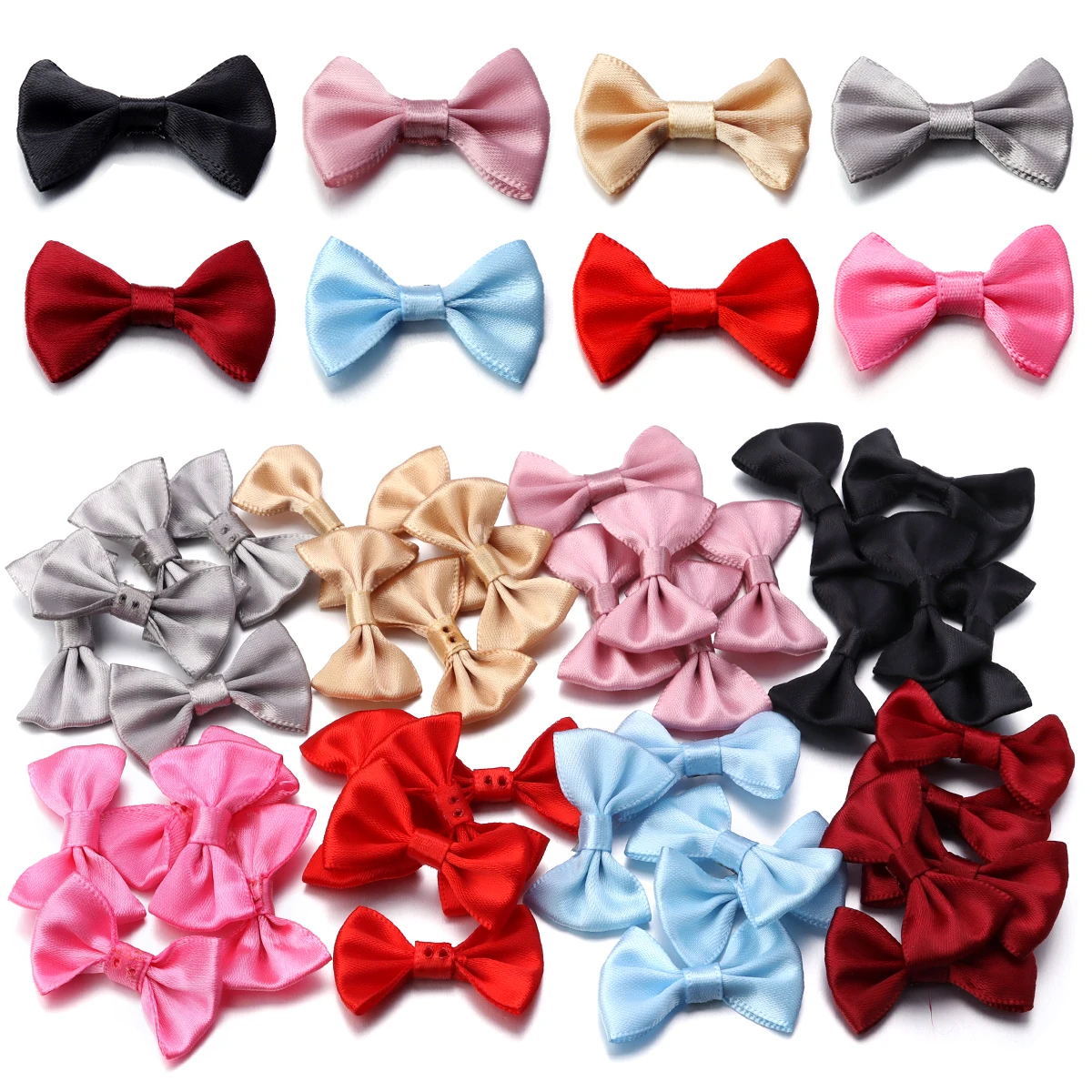 50pcs/lot Color Satin Ribbon Bows Beads for DIY Hairpin Earring Brooch Clothing Decoration Gift Packaging Handmade Materials