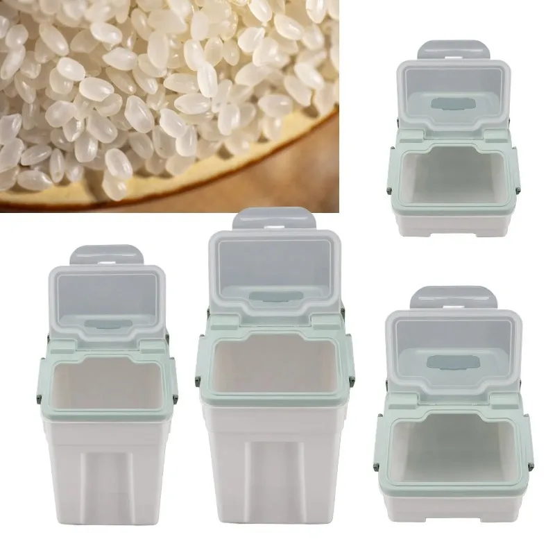 Rice Storage Bin Airtight Rice Container Thickened Rice Storage Bin with Easy Open Lid for Kitchen Grain Flour Snacks Mint Green