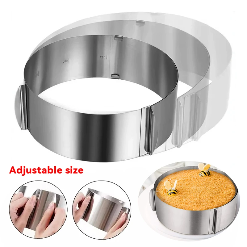 

Adjustable Mousse Ring & Cake Collar Surround Film Lining Ring Molds 3D Round Baking Mould Kitchen Dessert Decorating Tools