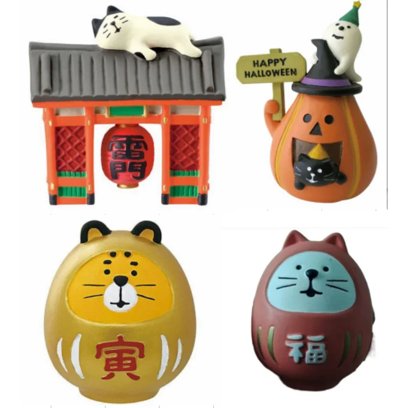 Halloween Japan Zakka Kaminarimon Pumpkin Mini Statue Bookshelf Decoration Collectible Home Decor Resin Ornaments Halloween Gift