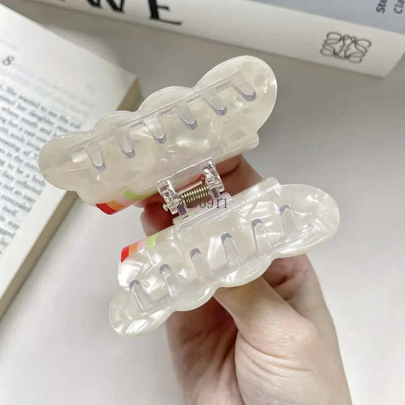 *تصميم إبداعي جديد لطيف سحابة قوس قزح قطرة المطر مشبك شعر مخلب موضة ابتسامة حمض الخليك القرش كليب إكسسوارات الشعر بالجملة