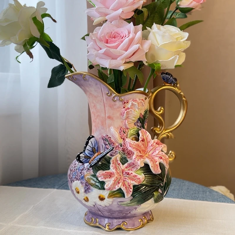 

Ceramic Lily Vase Ornament Home Furnishing New House Wedding Gifts TV Cabinet Entrance Restaurant Cabinet Wine Cabinet