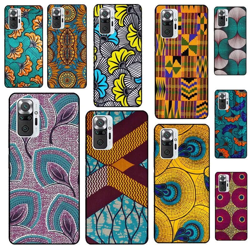 African Wax Fabric Case For Xiaomi Redmi Note 12 Pro 11 9 8 10 Pro 9S 10S 11S 12S Redmi 12C 9C 10A 10C Cover