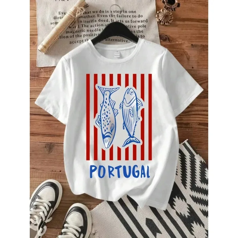 

Fashion Deux Motifs De Poisson Cold Run Grande Taille Women's T-shirt Polite Maintenance Impression Lasting Harajuku T-shirt