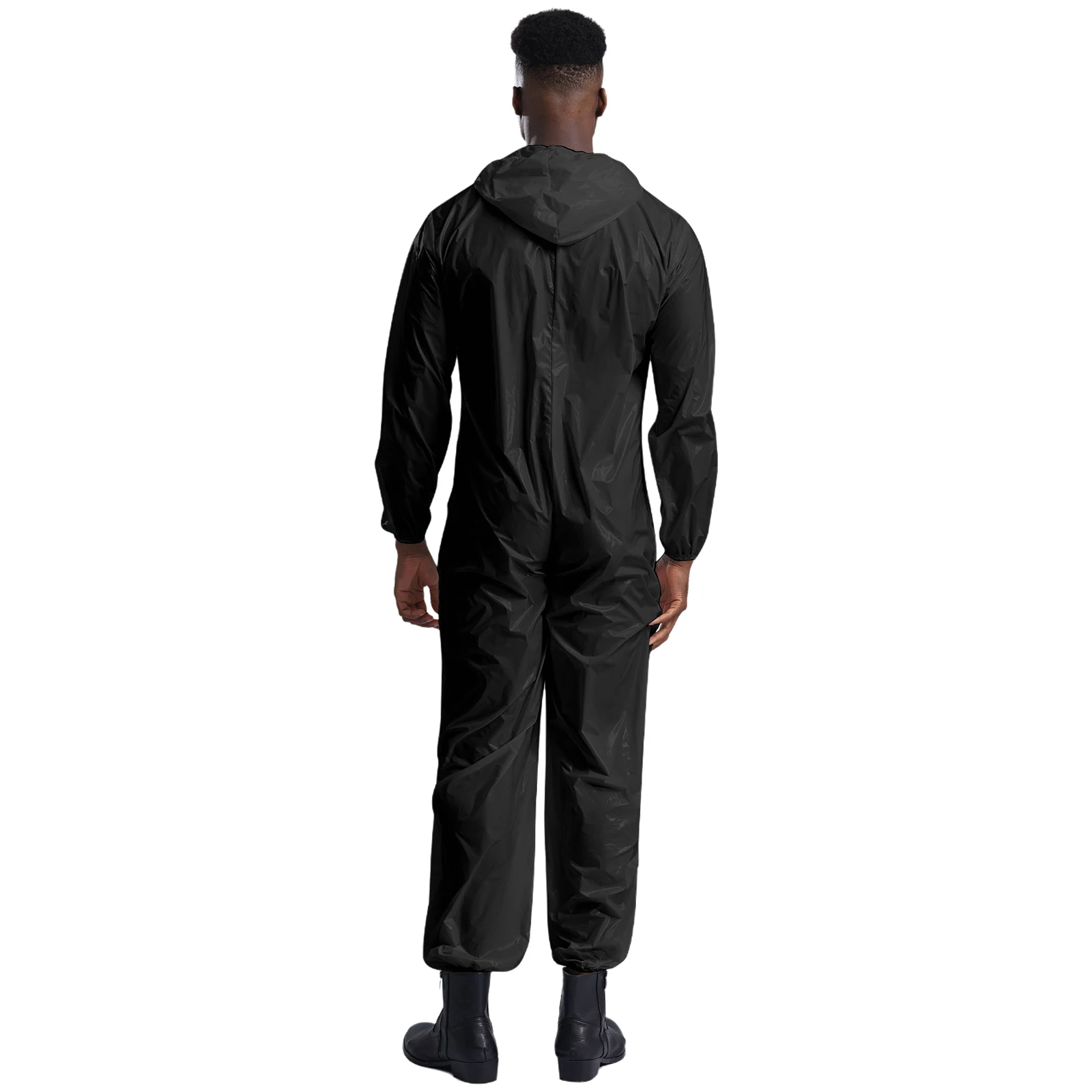 PVC Hooded Coverall for Men Workshop Worker Jumpsuit Flame Resistant Dustproof Coated Chemical Splash Disposable Work Jumpsuit