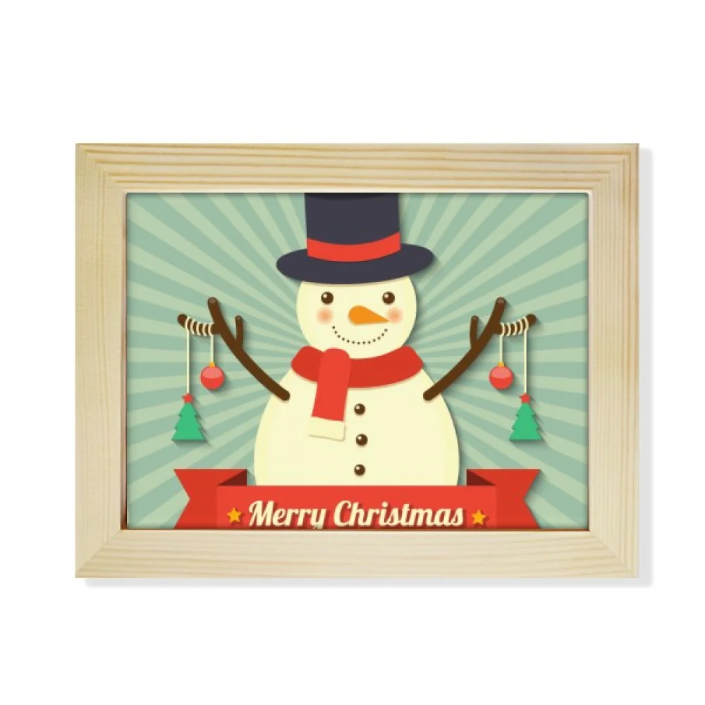 Merry mas Snowman Cartoon Illustration Desktop Photo Frame Picture Art Decoration Painting 6x8 inch