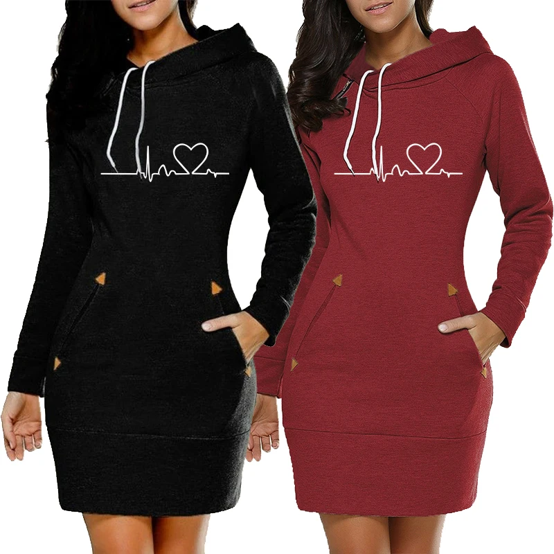 

Slim Type Dress Popular Hoodie Hooded High Collar Women Long Sleeve Sweater Polyester