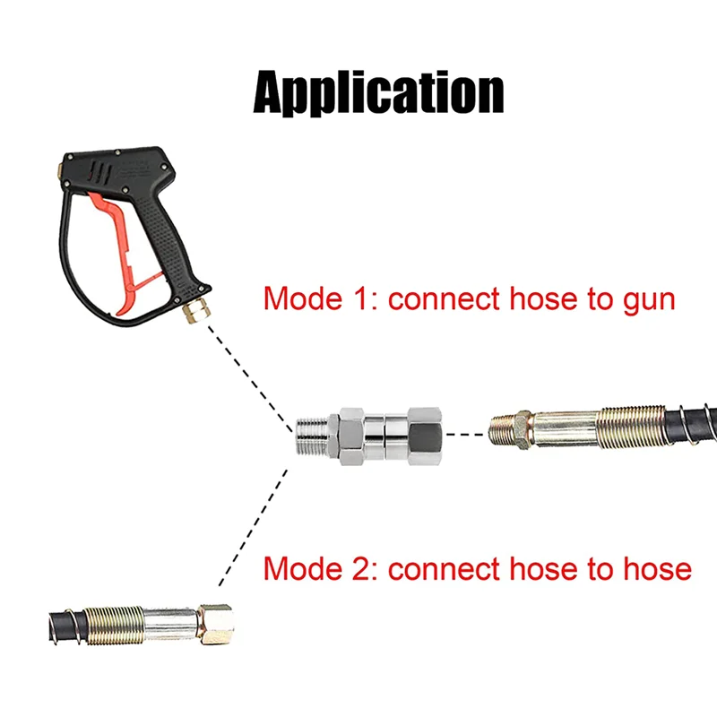 High Pressure Washer Swivel Joint 3/8 Inch Pressure Washer Hose Fittings 360 Degree Rotation Connector Car Washing