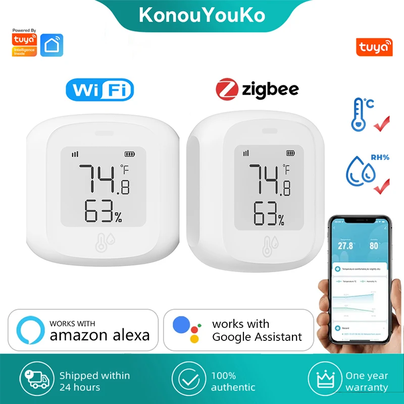 

Tuya ZigBee 3.0 Temperature Humidity Sensor Smart Home Automation WiFi Indoor Thermometer LCD Display Works with Alexa Google