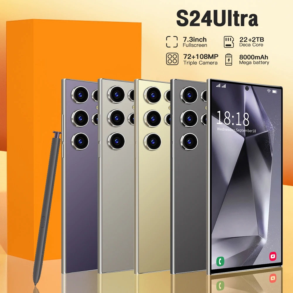 2025 Original S24Ultra smartphone 5G 7.3-inch high-definition full screen Android 14 Battery 8000mAh Fingerprint unlock