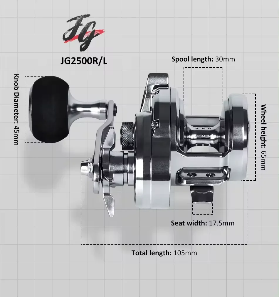 JG1500 JG2500 All Metal Body Light Slow Speed Clamp Salt Water Fishing Wheel