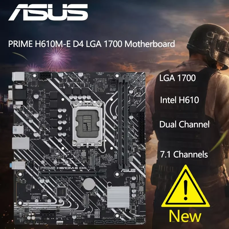 اللوحة الأم ASUS PRIME H610M-E D4 LGA1700 DDR4 PCIe 4.0، فتحات M.2 مزدوجة، بطاقة شبكة Realtek 1G اللوحة الأم M-ATX