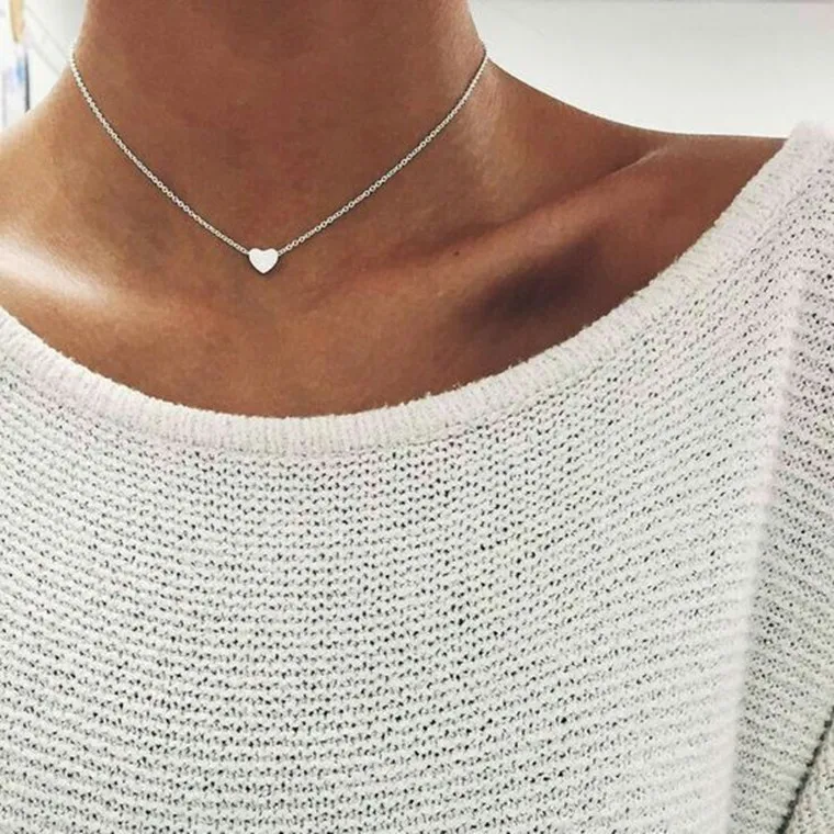 Aihua Hohe Qualität Schlüsselbein Kette Schmuck Gold Silber Farbe Vogel Taube Herzen Sterne Choker Halsketten für Frauen Täglichen Collares – Detail 2