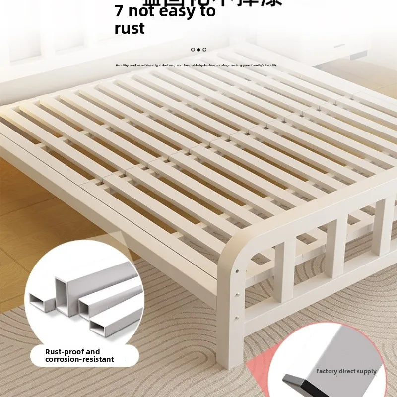 Wrought iron bed double bed iron shelf bed 1.5 meters single household row skeleton bold thickened frame