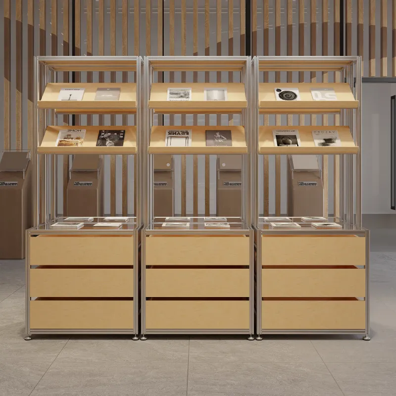 

！@Modern Customizable Aluminum Home Furniture Commercial Showcase Exhibition Bookshelf Sample Storage Rack Shelf Floor Multi-lay