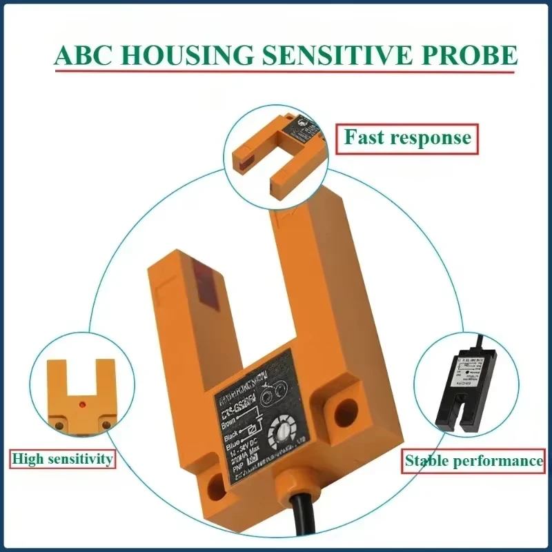 Infrared U-Slot Photoelectric Sensor E3S-GS30/E3S-GS15/E3S-GS7 DC 12-24V Proximity Switches Three-Wire NPN PNP Detection