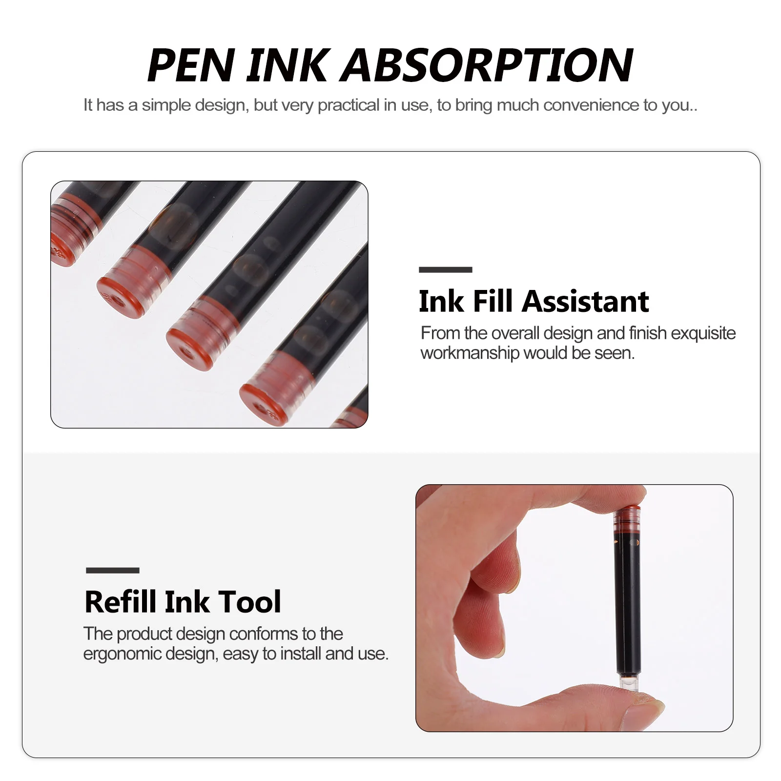 

50pcs Universal Fountain Pen Absorber Refill Fill Assistant Rotation Type Device For Pen Ink Absorption Easy To Install