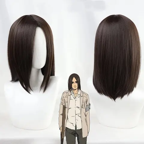 타이탄 Eren Jaeger 코스프레 가발에 대한 새로운 마지막 시즌 공격 갈색 내열성 합성 머리 가발