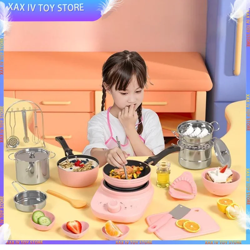 

Children's Mini Kitchen Complete Cooking Girl Small Kitchen Set Children's Puzzle Play House Toys Real Cooking Food Set For Kids