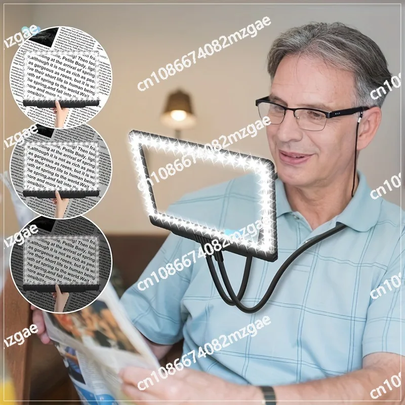 

Hands-Free Neckband Magnifier with Light - Ultra Bright LED Illumination for Detailed Work, Comfortable Wear Design