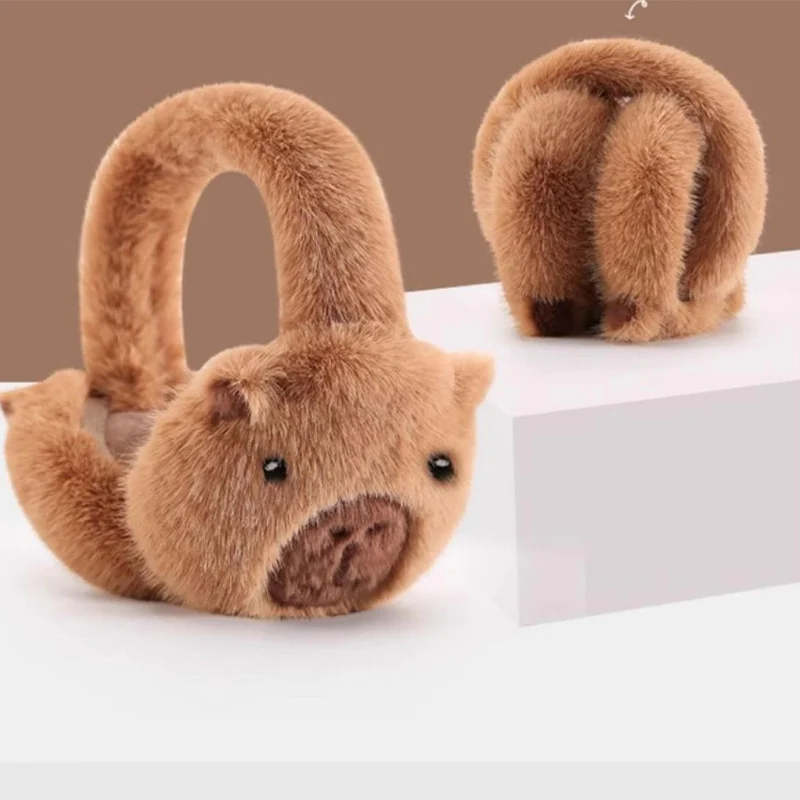 Милые наушники-капибалы, плюшевые складные наушники с рисунком дельфина для защиты от холода, теплые женские наушники, беруши, защита от холода