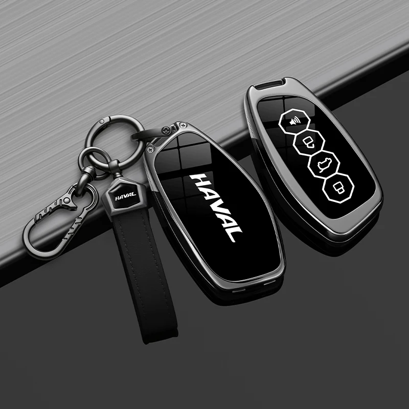 Zinc Alloy Car Key Case For Haval H6 H9 2nd Gen Dago H6L Menglong Pro Shenshou H2, Remote Fob Protective Shell With Keychain