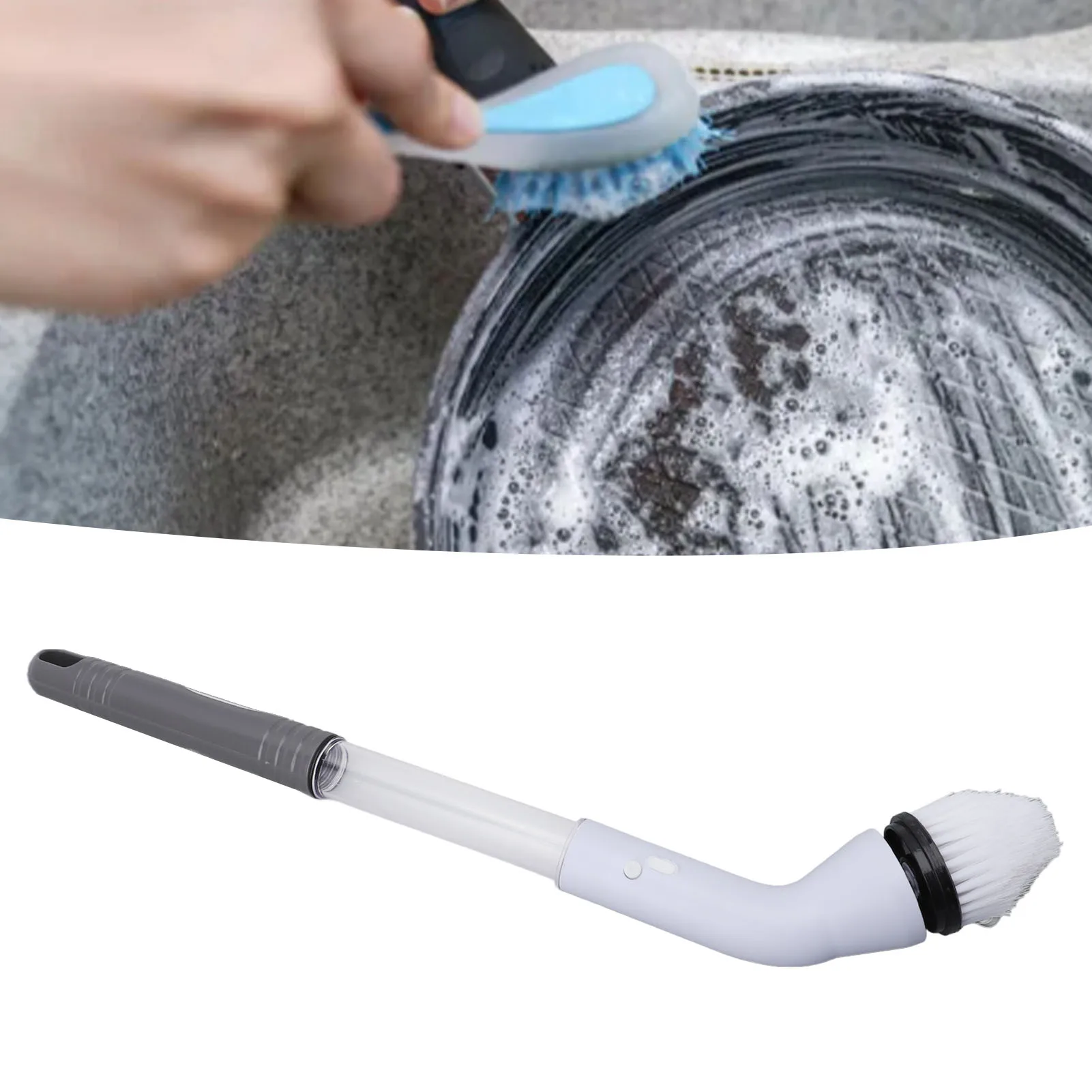 Electric Rotating Scrubber Rechargeable Detachable Handle Electric Cleaning Brush Water Resistant Multifunctional for Bathroom