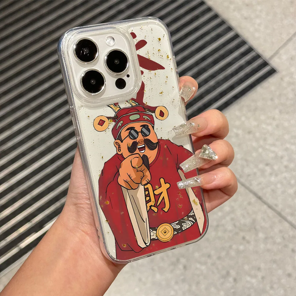 SEIRASSIM Chinese figure god of wealth soft phone case for iphone 16 pro max 15 plus 14 13 11 silicone cover for iphone 12 pro