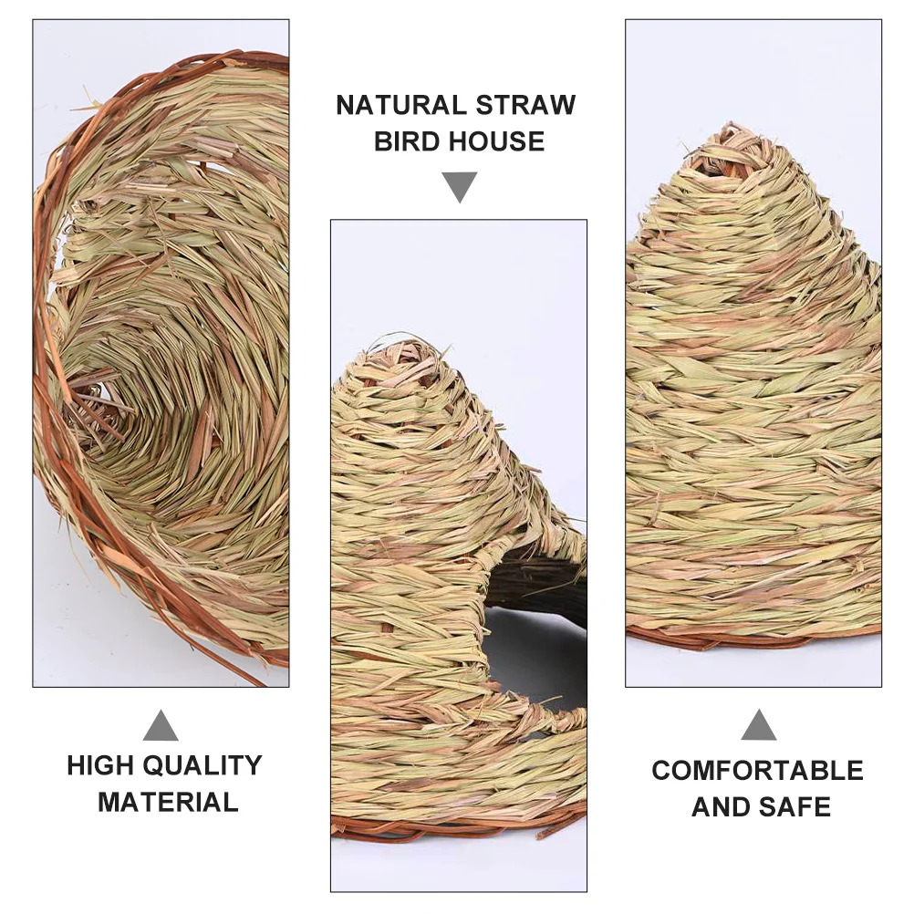 

1pc Straw Bird House Hand Woven Natural Garden Pet Supplies Safe Comfortable Straw Nests Mini Houses Easy Entry Nesting Feeding