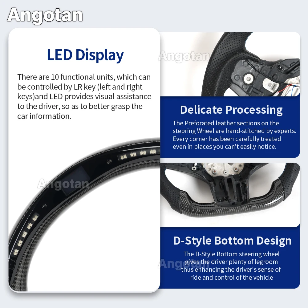 عجلة قيادة LED ذكية من ألياف الكربون الحقيقية لسيارات Bmw G20 3 Series M3 M4 G80 G82 G83 F4x G2x G20 M Sport (مع مؤشر LED)