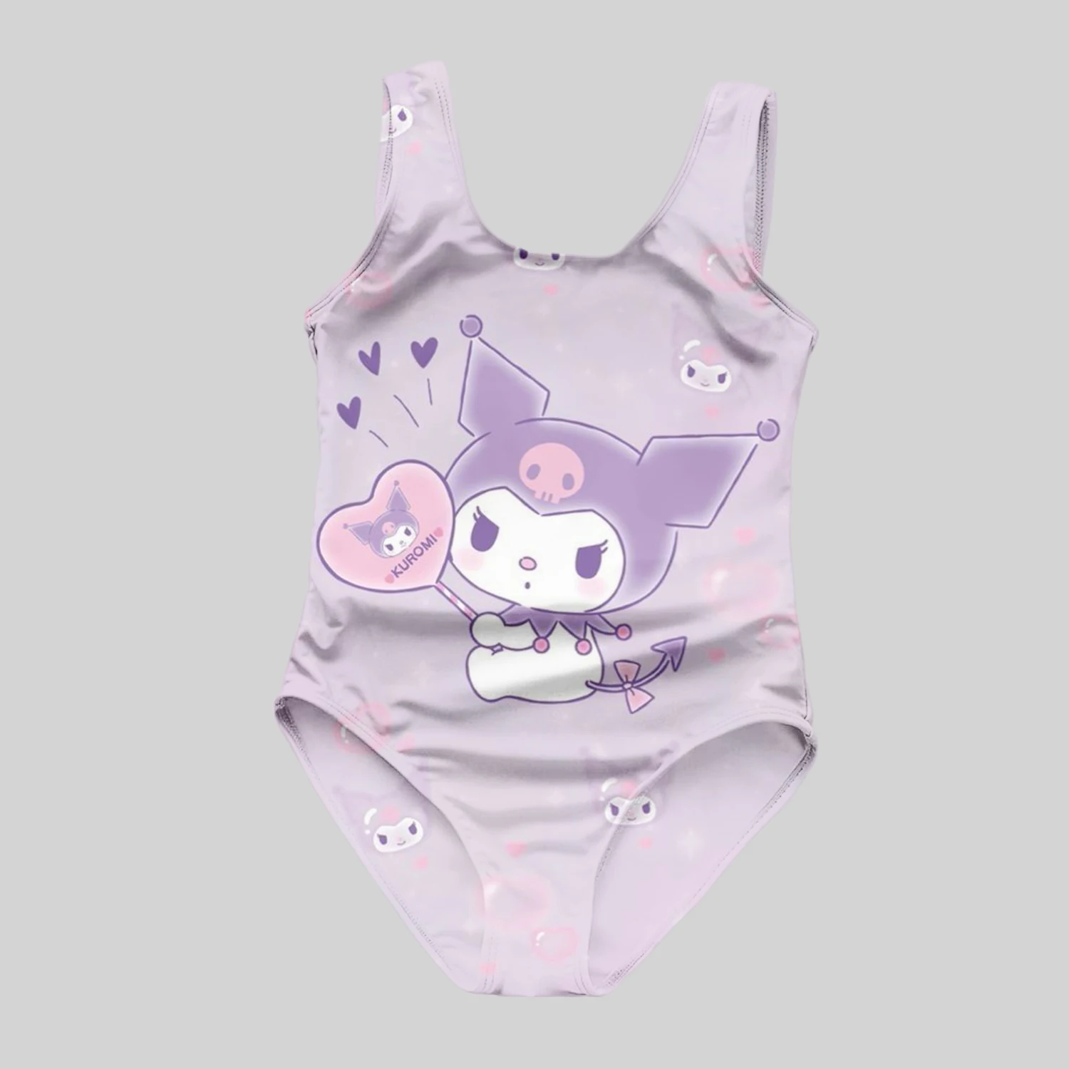 2024 MINISO Girls Summer One-Piece Swimsuit Fashion Cartoon Cute Kurome Printed Women Kids Swimwear Sleeveless Swim Clothing