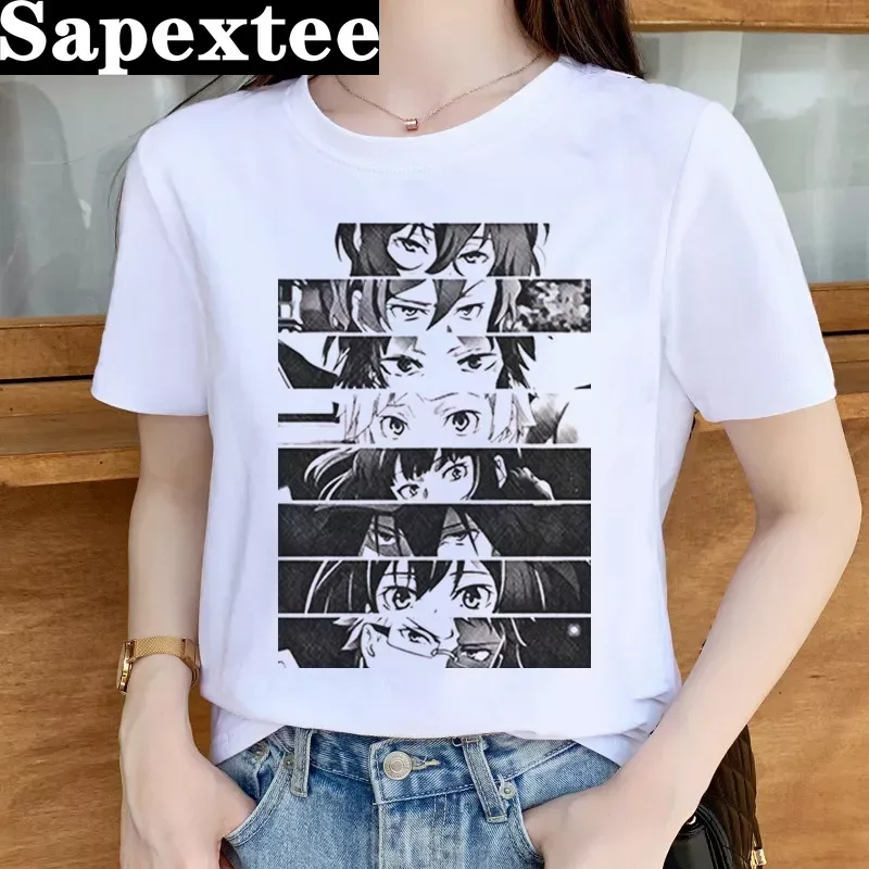 Bungou Stray Dogs Anime Funny Print Harajuku Top Women T-shirt Casual ladies basic O-collar Short Sleeved T-shirt Girl,Drop Ship