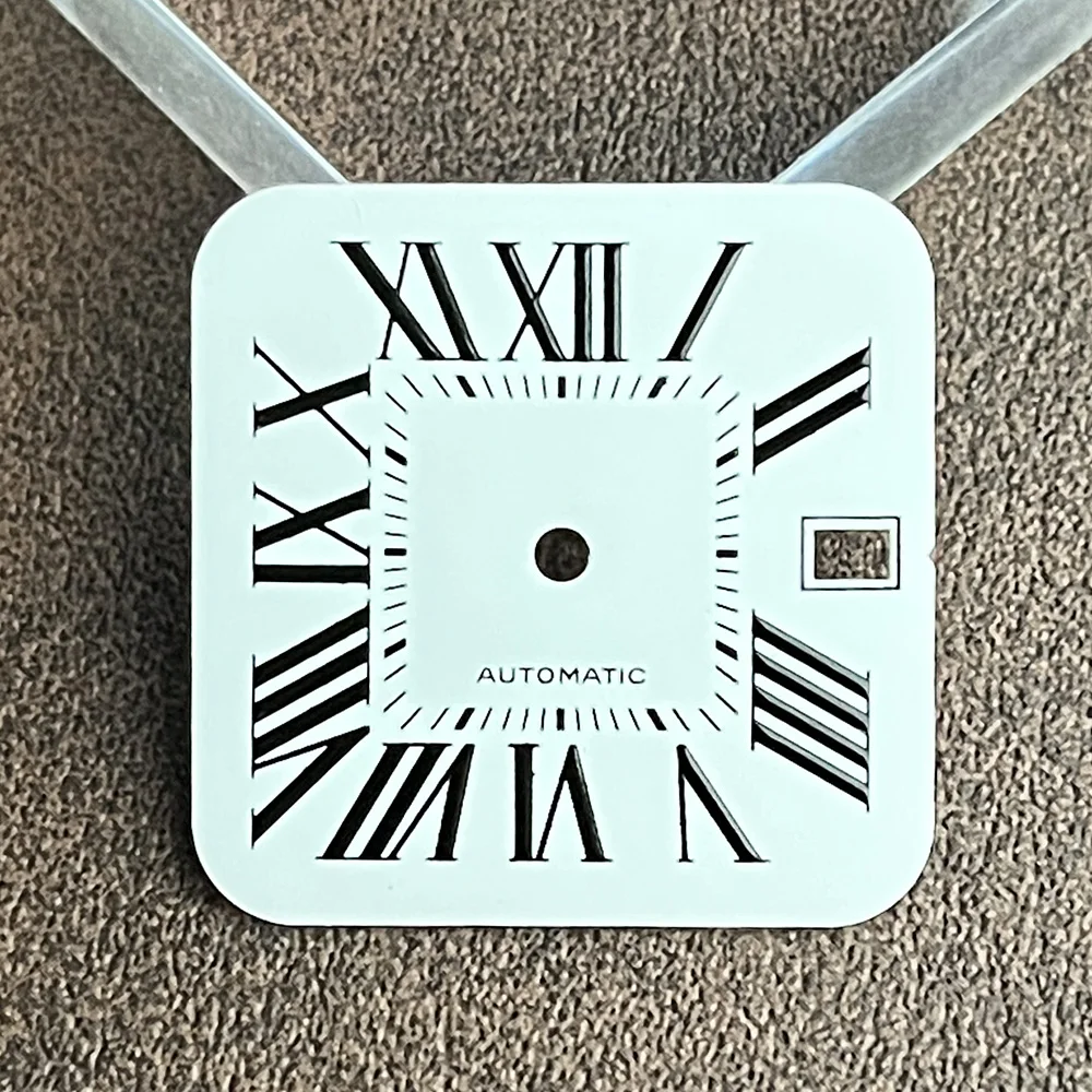 The 27mm NH35 watch with a square Roman numeral dial is suitable for the NH35 movement watch dial and pointer accessories