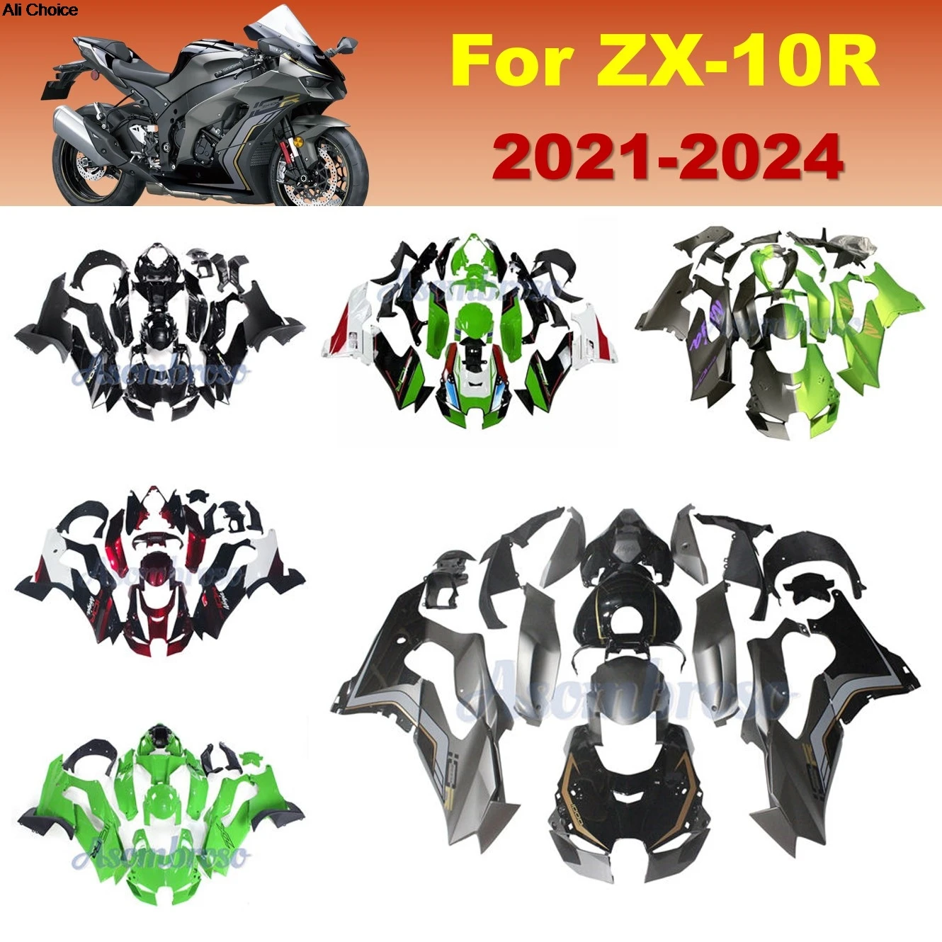 Neues Verkleidungsset für ZX-10R 2021 2022 2023 2024 2025 – Kompletter Verkleidungssatz für ZX 10R ZX10R Motorradteile Karosserie