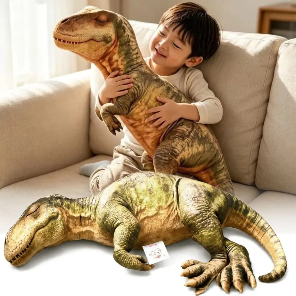 3D Design Dinosaur Plush Pillow Lifelike Dinosaur Cozy Soft Texture Stuffed Cushion Toy Kawaii Style Cotton Filling